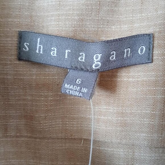 BNWT Tan button-down pleated dress with tie waist and 3/4 sleeves in size 6 - Picture 5 of 7